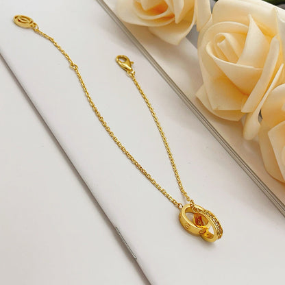 [⭐Novea]LOVE DOUBLE RING HALF DIAMOND BRACELET