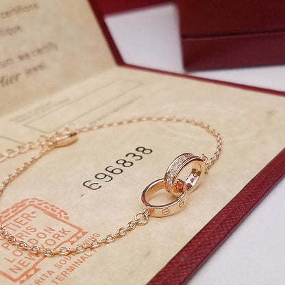 [⭐Novea]LOVE DOUBLE RING HALF DIAMOND BRACELET