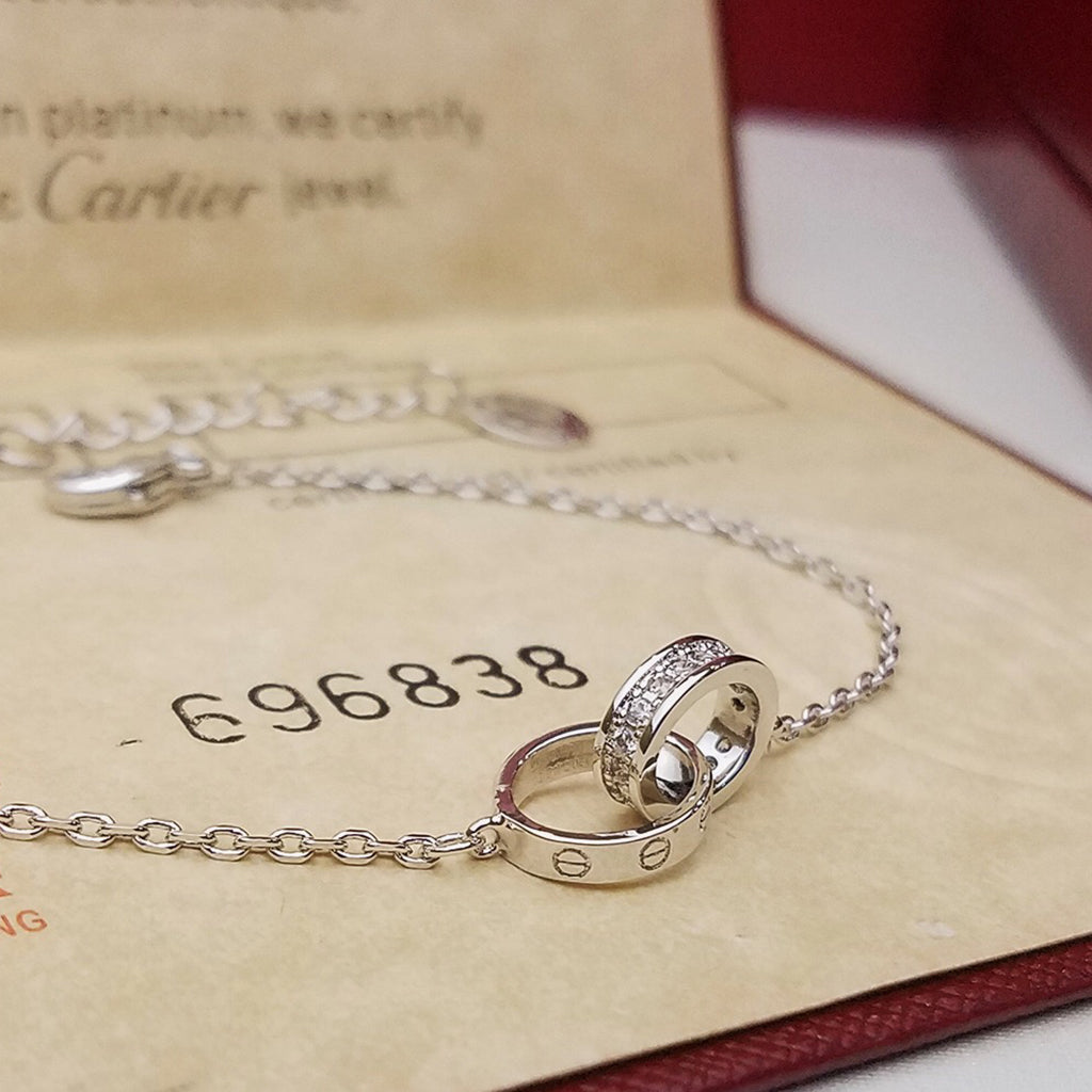 [⭐Novea]LOVE DOUBLE RING HALF DIAMOND BRACELET