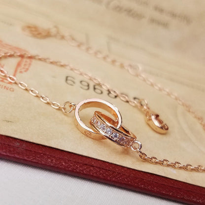 [⭐Novea]LOVE DOUBLE RING HALF DIAMOND BRACELET