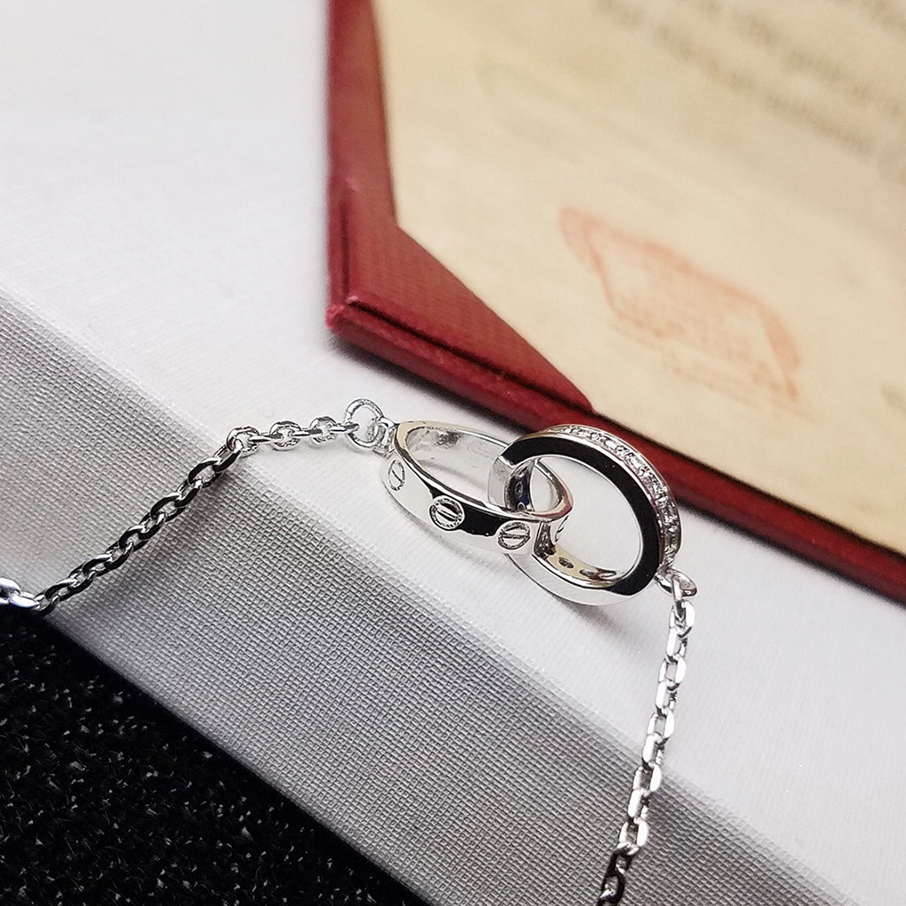[⭐Novea]LOVE DOUBLE RING HALF DIAMOND BRACELET