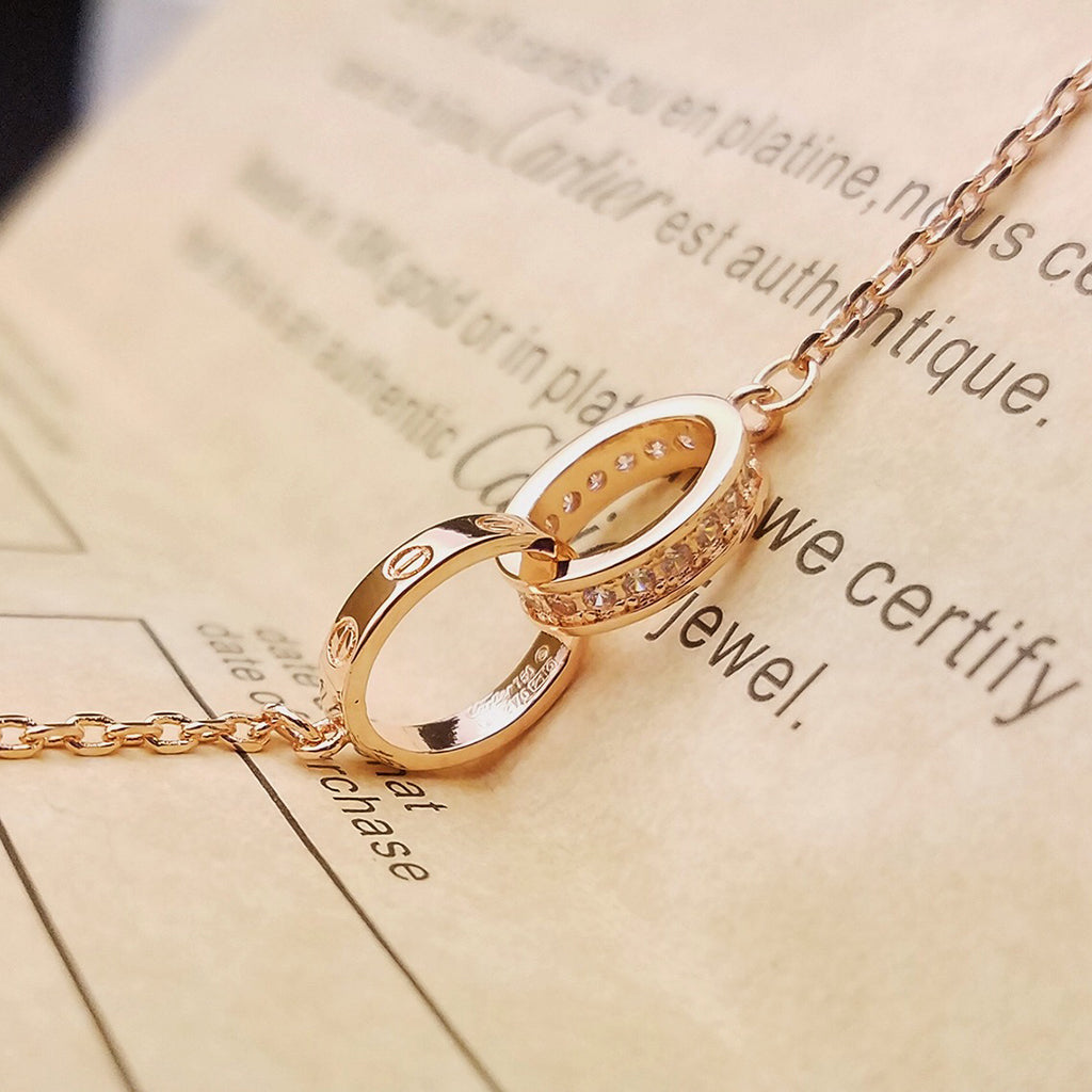 [⭐Novea]LOVE DOUBLE RING HALF DIAMOND BRACELET