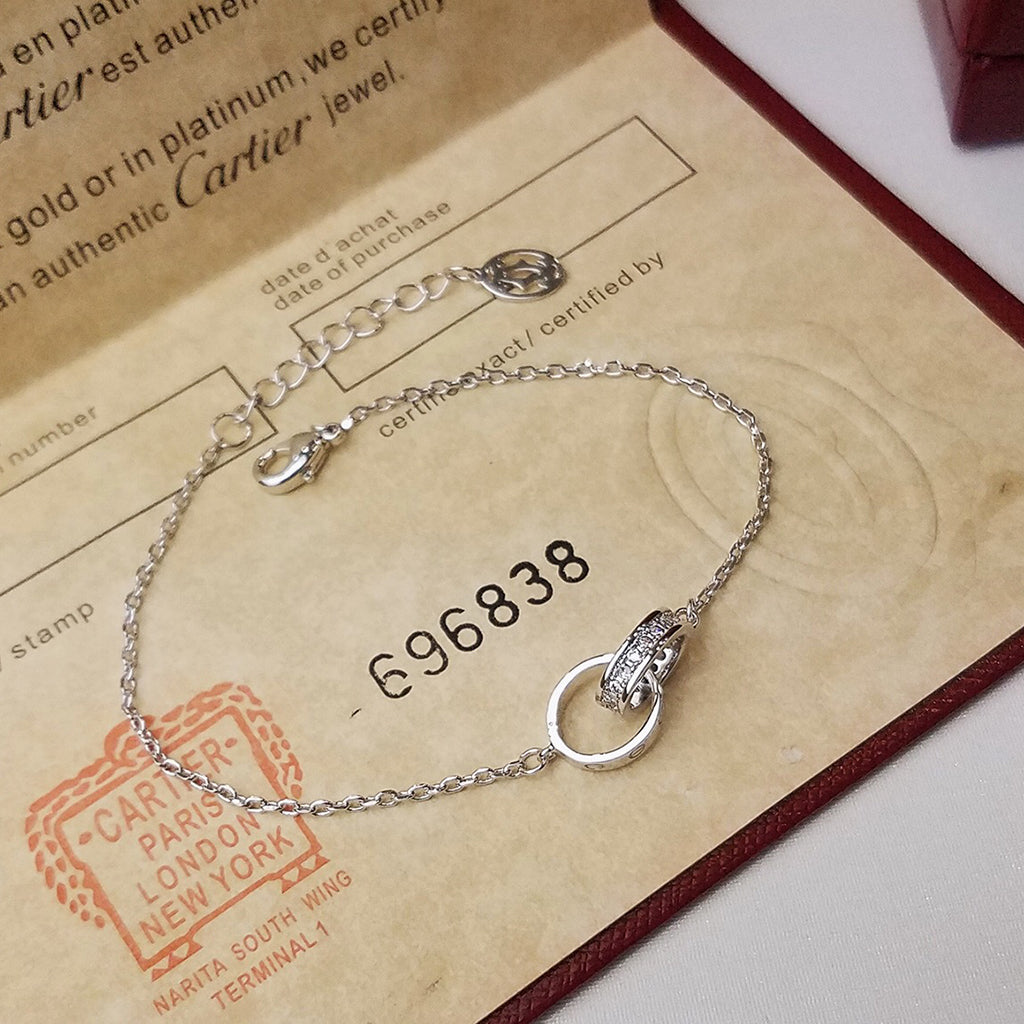 [⭐Novea]LOVE DOUBLE RING HALF DIAMOND BRACELET
