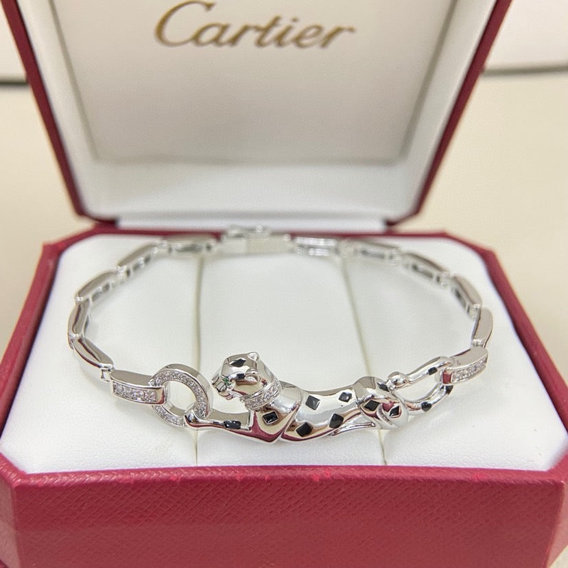 [⭐Novea]PANTHERE HALF DIAMOND ON CHAIN BRACELET