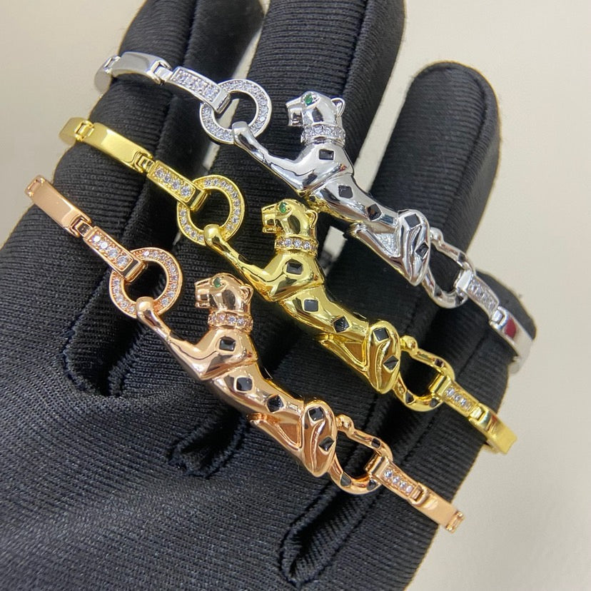 [⭐Novea]PANTHERE HALF DIAMOND ON CHAIN BRACELET