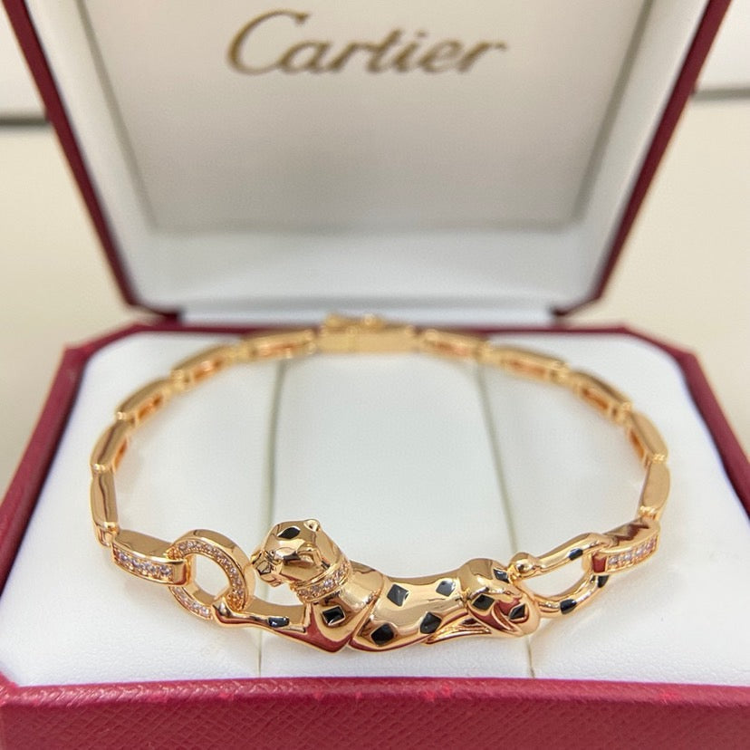 [⭐Novea]PANTHERE HALF DIAMOND ON CHAIN BRACELET