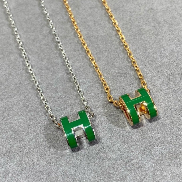 [⭐Novea]POP H GREEN NECKLACE SILVER AND GOLD
