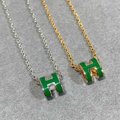 [⭐Novea]POP H GREEN NECKLACE SILVER AND GOLD