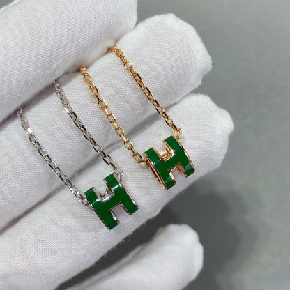 [⭐Novea]POP H GREEN NECKLACE SILVER AND GOLD