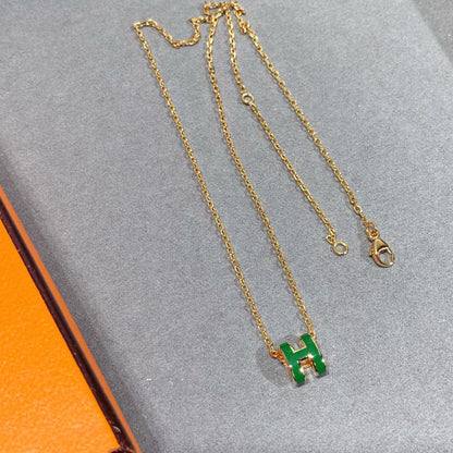 [⭐Novea]POP H GREEN NECKLACE SILVER AND GOLD