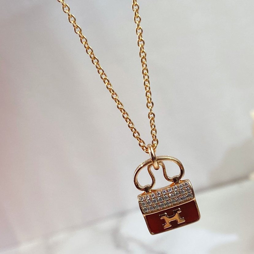 [⭐Novea]CONSTANCE RED PEDANT PINK GOLD NECKLACE