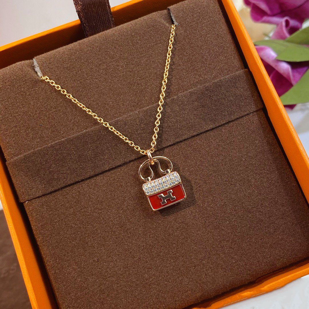 [⭐Novea]CONSTANCE RED PEDANT PINK GOLD NECKLACE