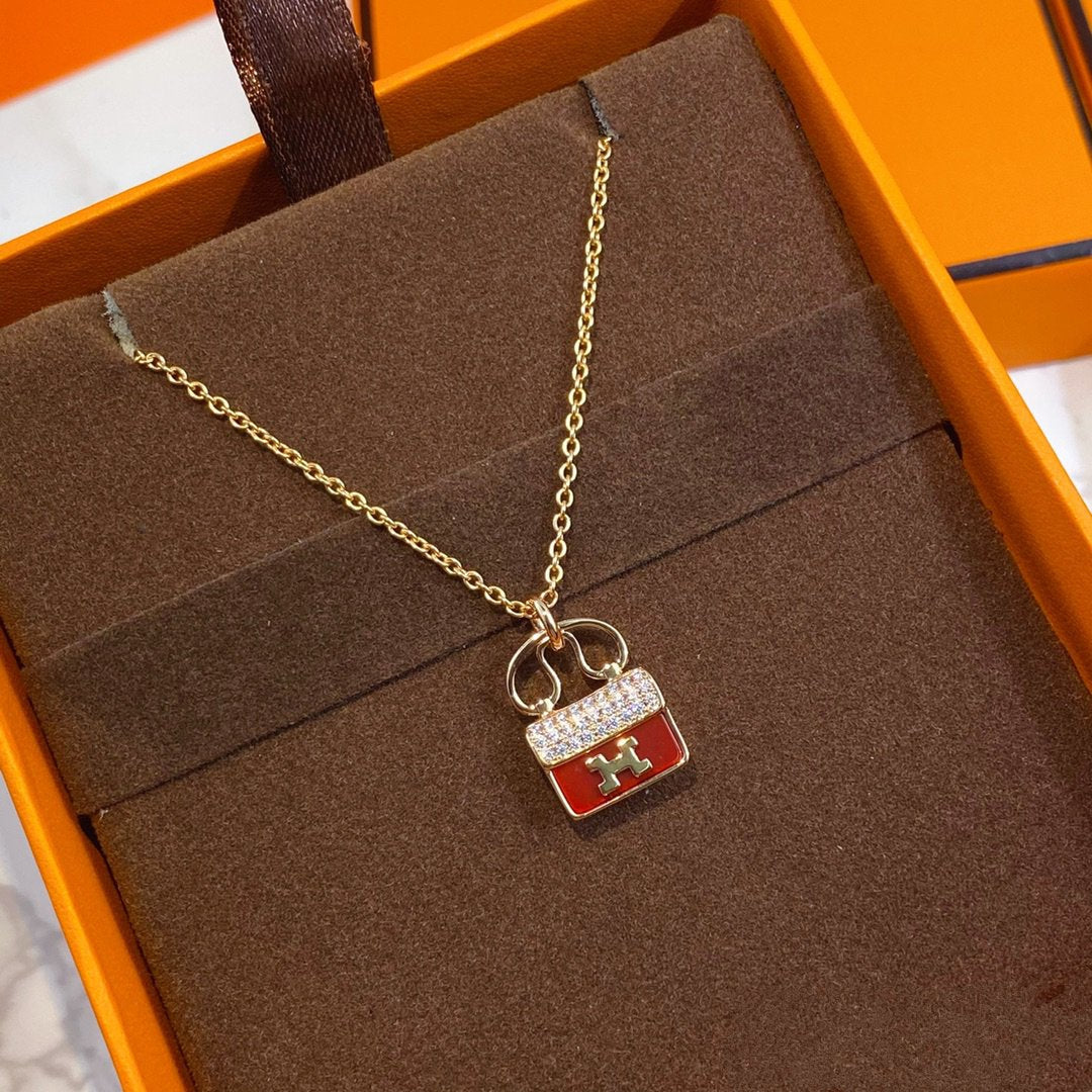 [⭐Novea]CONSTANCE RED PEDANT PINK GOLD NECKLACE