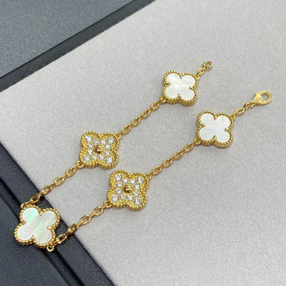 [⭐Novea]CLOVER WHITE PEARL MOP 5 MOTIF BRACELET COLLECTION