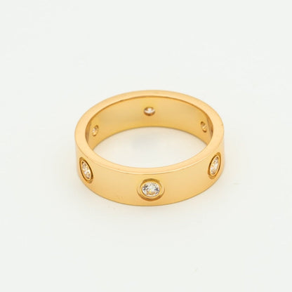 [⭐Novea]LOVE RING 5.5MM 6 DIAMONDS PINK GOLD
