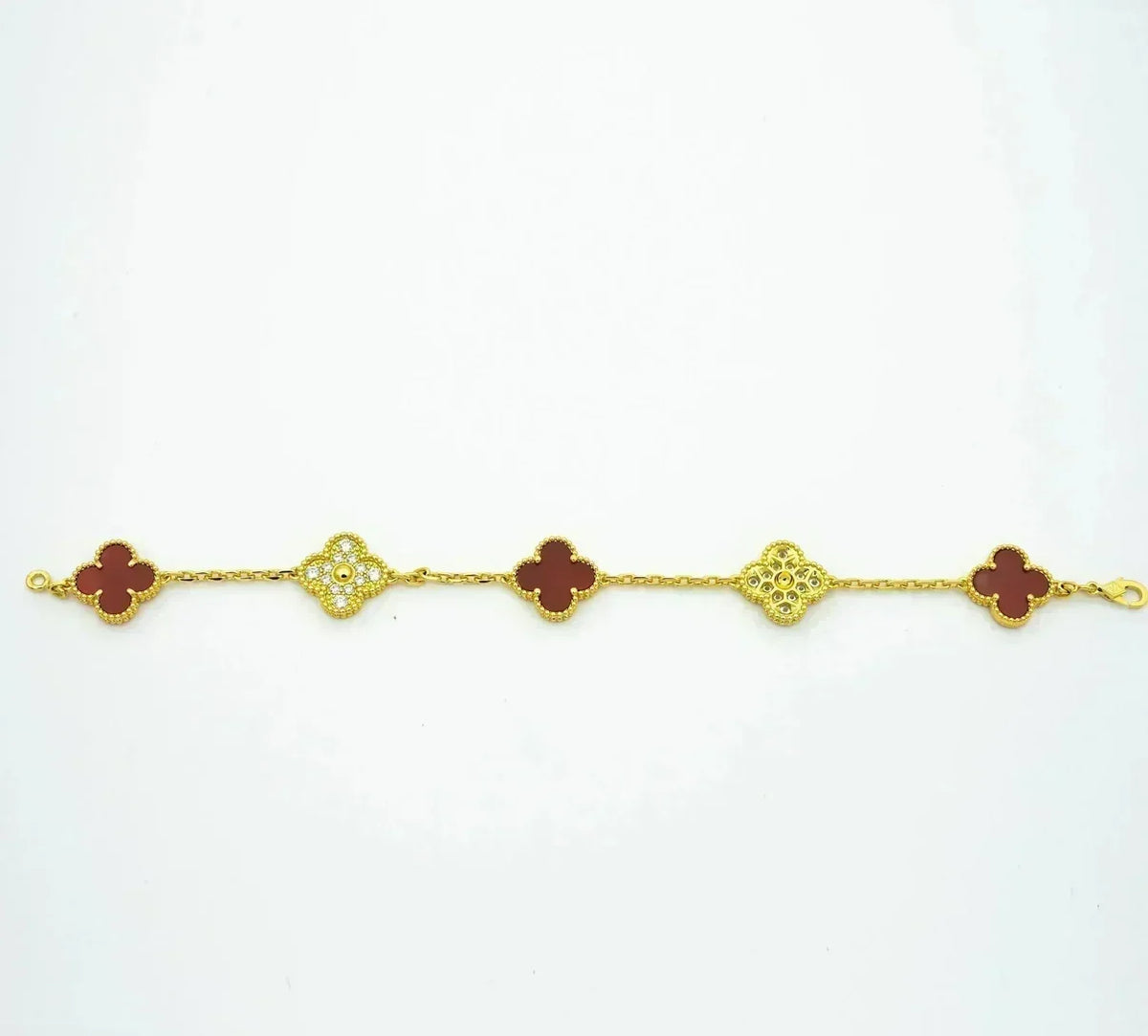 [⭐Novea] CLOVER 5 MOTIF RED CORNELIAN BRACELET COLLECTION