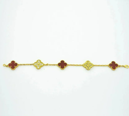 [⭐Novea] CLOVER 5 MOTIF RED CORNELIAN BRACELET COLLECTION