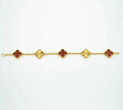 [⭐Novea] CLOVER 5 MOTIF RED CORNELIAN BRACELET COLLECTION
