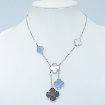[⭐Novea]CLOVER MOP CHALCEDONY NECKLACE SILVER 6 MOTIF