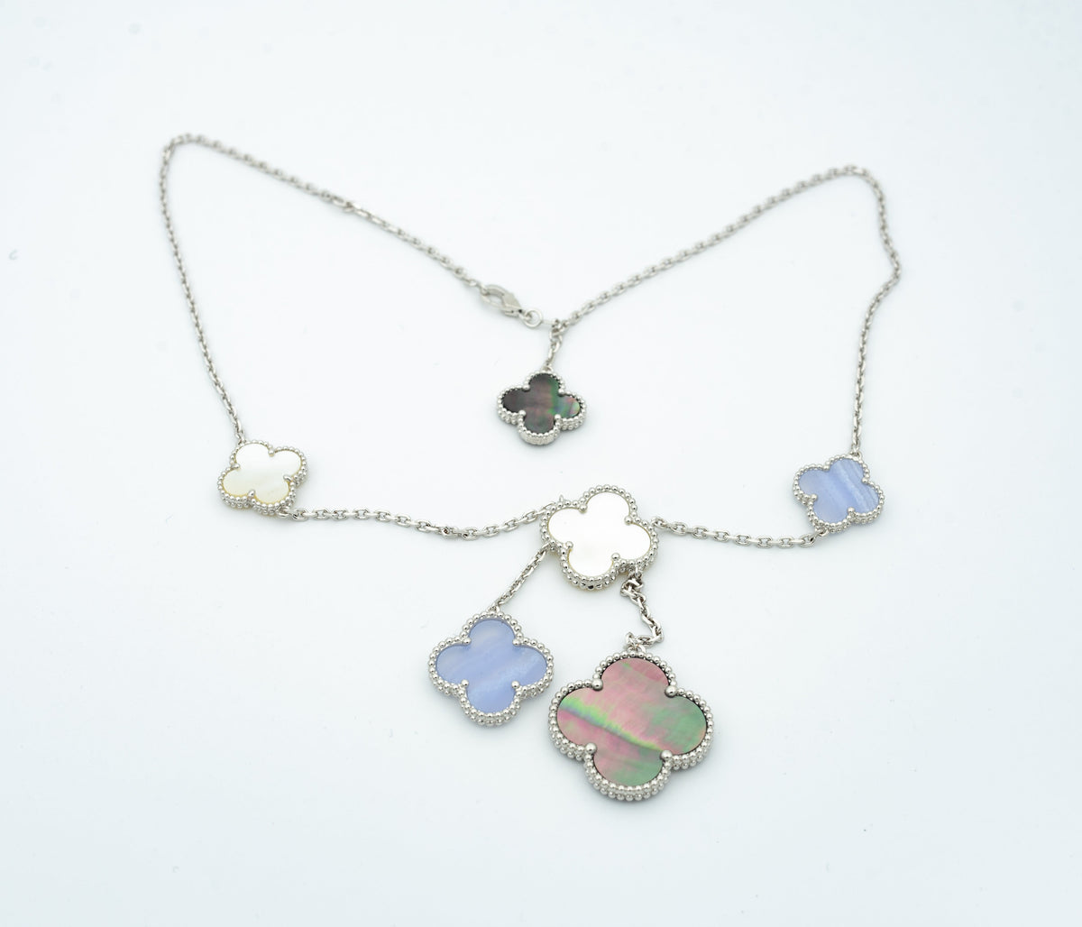 [⭐Novea]CLOVER MOP CHALCEDONY NECKLACE SILVER 6 MOTIF
