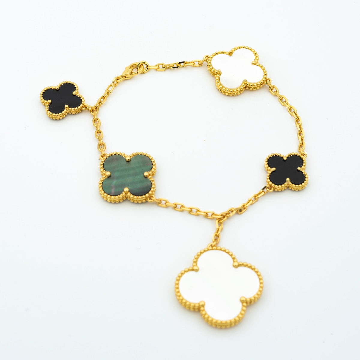 [⭐Novea]CLOVER BRACELET 5 MOTIFS ONYX MOP