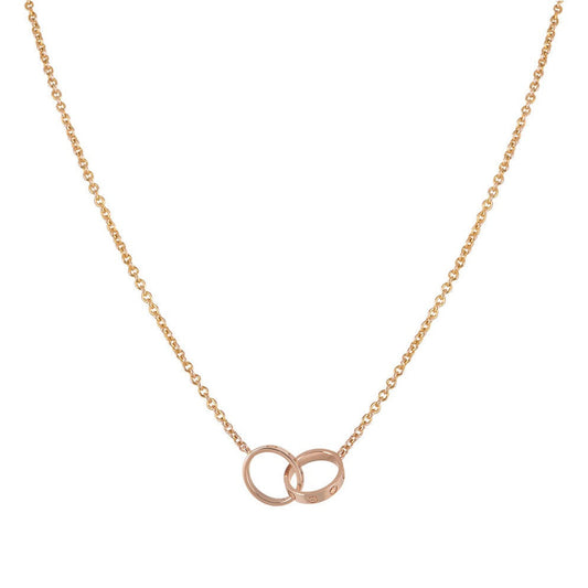 [⭐Novea]LOVE NECKLACE DOUBLE RING PINK GOLD