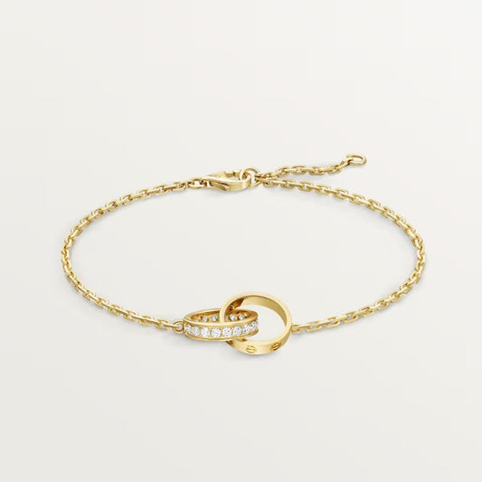 [⭐Novea]LOVE DOUBLE RING HALF DIAMOND BRACELET