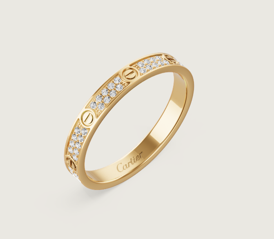 [⭐Novea]LOVE RING 2.6mm-wide full-diamond ring Gold