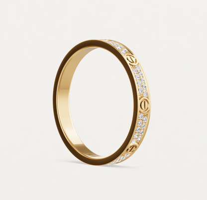 [⭐Novea]LOVE RING 2.6mm-wide full-diamond ring Gold