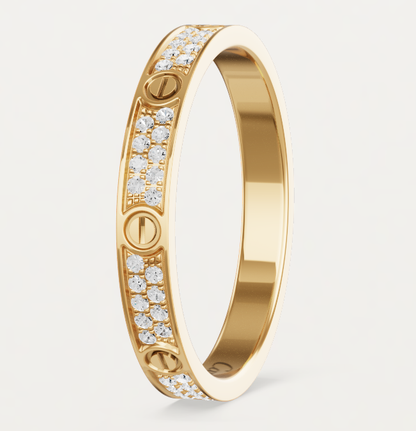 [⭐Novea]LOVE RING 2.6mm-wide full-diamond ring Gold