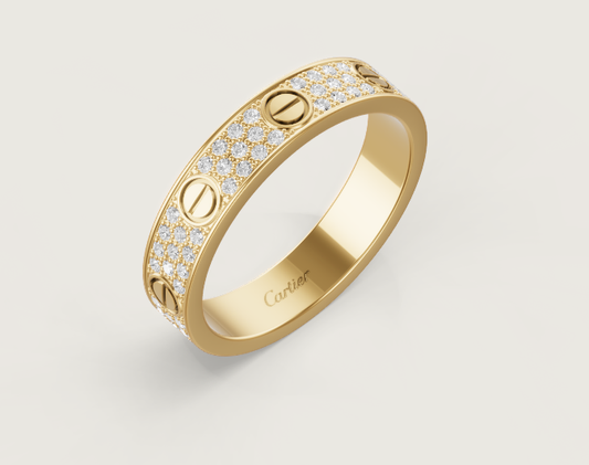 [⭐Novea]LOVE RING 4mm-wide full-diamond ring GOLD