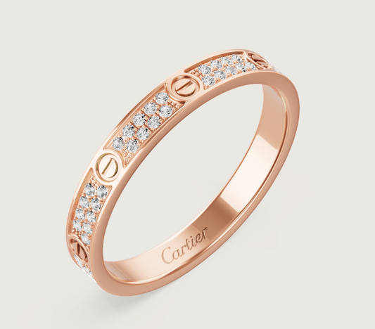 [⭐Novea]LOVE RING 2.6mm-wide full-diamond ring Rose Gold