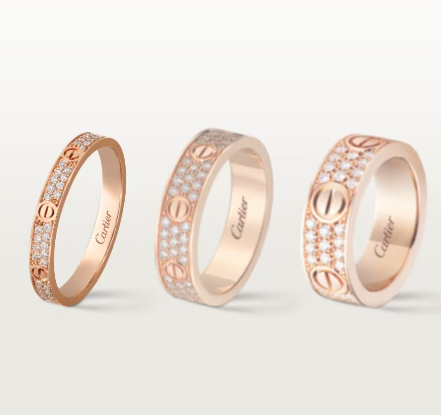 [⭐Novea]LOVE RING 2.6mm-wide full-diamond ring Rose Gold