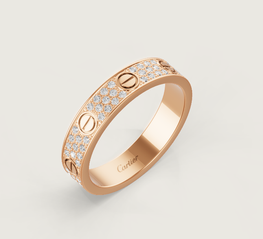[⭐Novea]LOVE RING 4mm-wide full-diamond ring Rose Gold