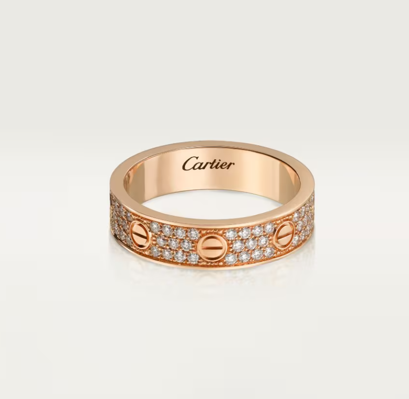[⭐Novea]LOVE RING 4mm-wide full-diamond ring Rose Gold