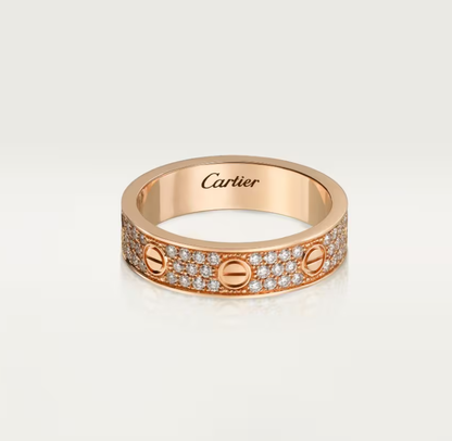 [⭐Novea]LOVE RING 4mm-wide full-diamond ring Rose Gold
