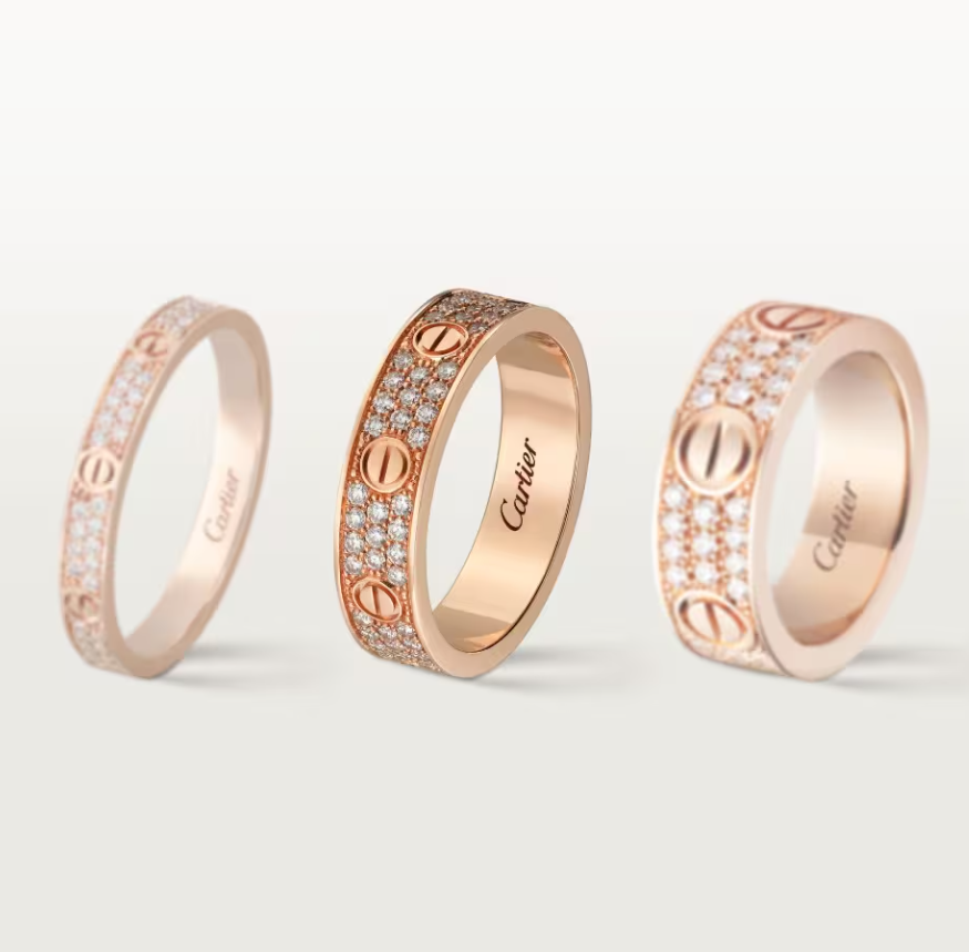 [⭐Novea]LOVE RING 4mm-wide full-diamond ring Rose Gold
