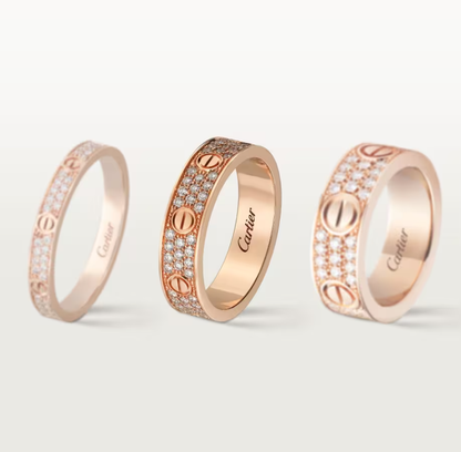 [⭐Novea]LOVE RING 4mm-wide full-diamond ring Rose Gold