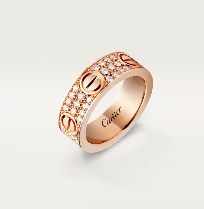 [⭐Novea]LOVE RING 6.5mm-wide full-diamond ring Rose Gold