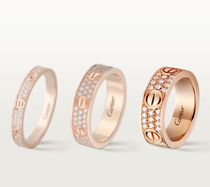 [⭐Novea]LOVE RING 6.5mm-wide full-diamond ring Rose Gold