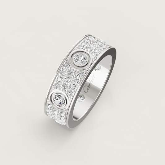 [⭐Novea]LOVE RING 6.5MM Full Diamond, 6 Major Diamonds Silver