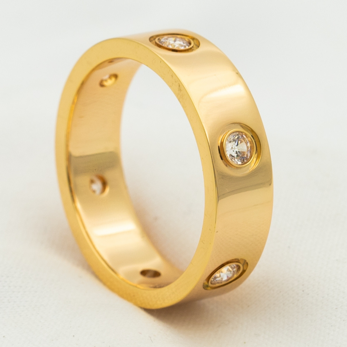 [⭐Novea]LOVE RING 5.5MM 6 DIAMONDS PINK GOLD