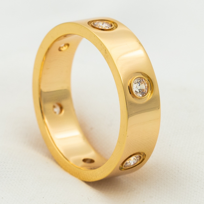 [⭐Novea]LOVE RING 5.5MM 6 DIAMONDS PINK GOLD