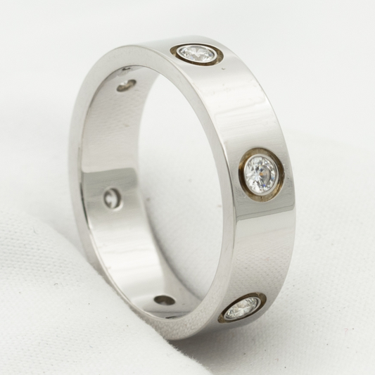 [⭐Novea]LOVE RING 5.5MM 6 DIAMONDS SILVER
