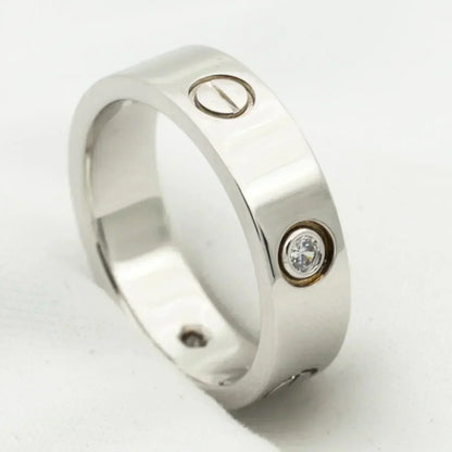 [⭐Novea]LOVE RING 5.5MM 3 DIAMONDS SILVER