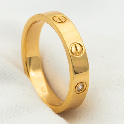 [⭐Novea]LOVE RING 4MM 1 DIAMOND PINK GOLD