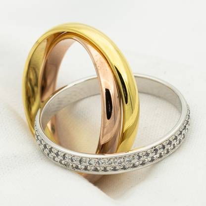 [⭐Novea Jewelry]TRINITY RING GOLD PINK GOLD SILVER DIAMONDS