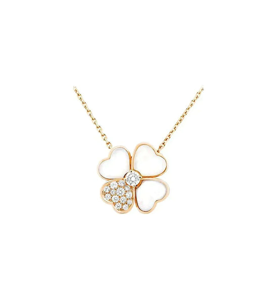 [⭐Novea]CLOVER MOP DIAMOND ROSE GOLD NECKLACE