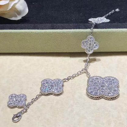 [⭐Novea]CLOVER 6 MOTIFS SILVER DIAMOND BRACELET