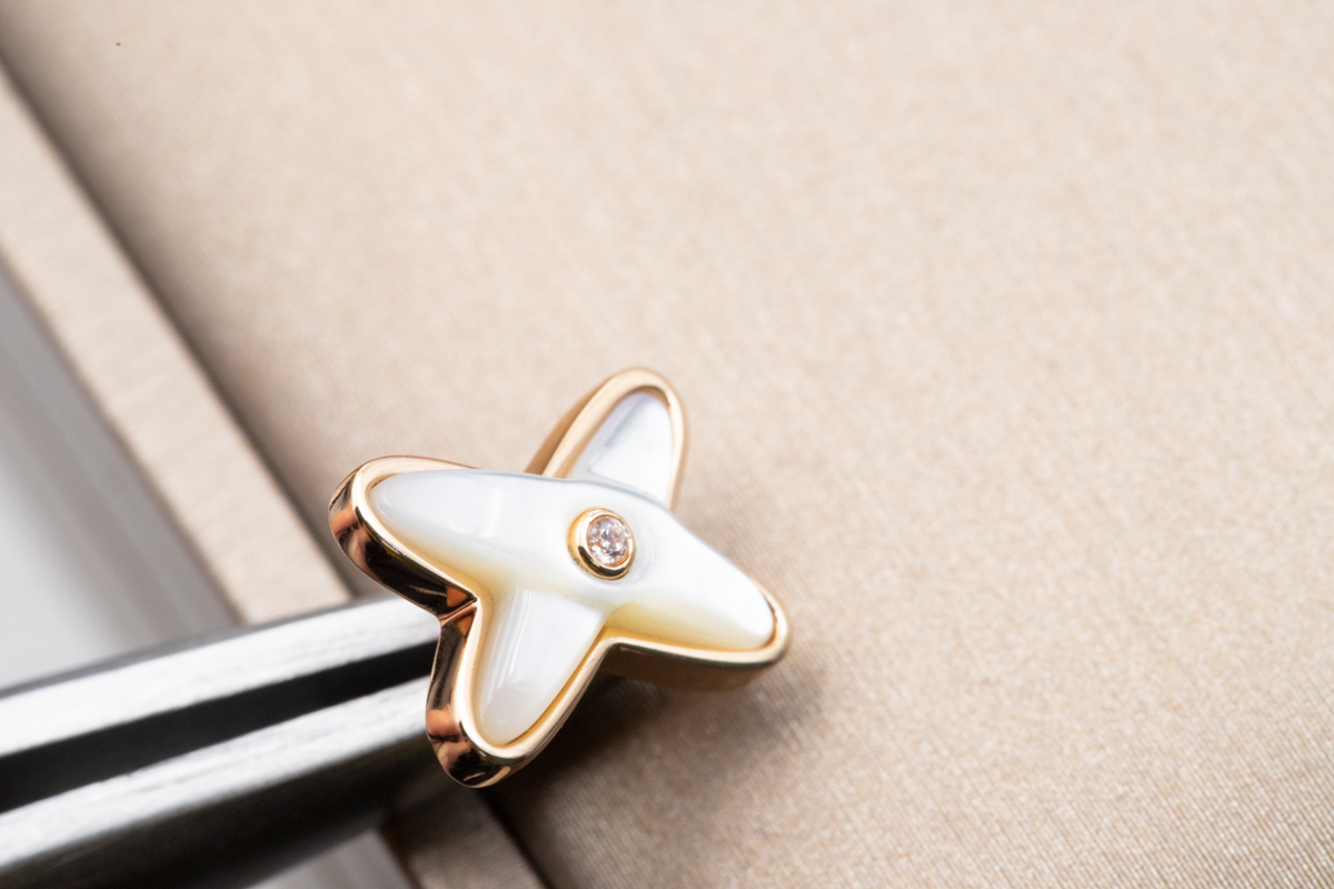 [⭐Novea]JEUX DE WHITE MOP PINK GOLD DIAMOND EARRINGS